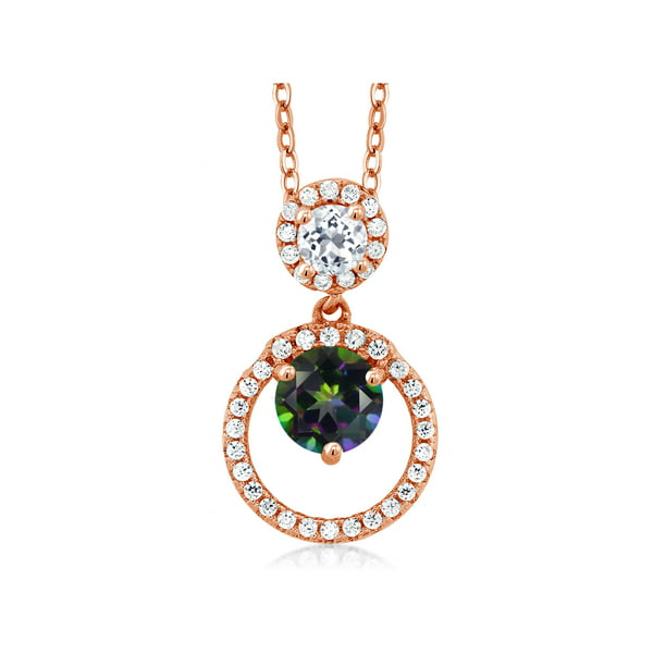 Gem Stone King 0.75 Ct Morganite Swiss Blue Simulated Topaz 18K Gold Plated Silver Pendant 